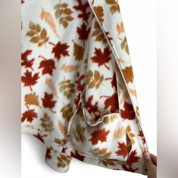 Vintage Mountain Lake autumn leaf print fleece zip up sweater - Picture 8 of 8